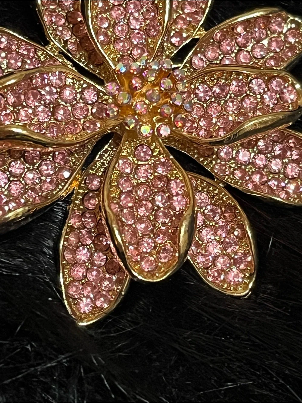 Pink Rhinestone Flower Burst Brooch